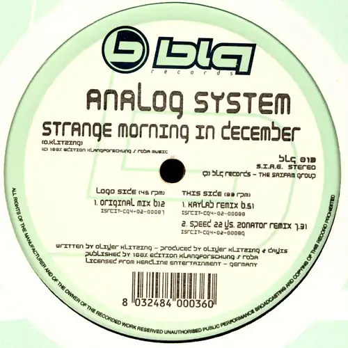 Analog System - Strange Morning In December [12" Maxi]