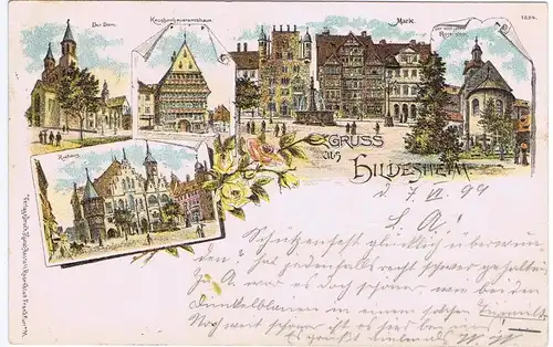 Litho,Gruß aus Hildesheim,gel.1899