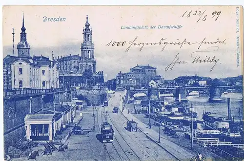 AK Litho Gruß aus Dresden gelaufen 1899