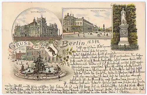 Litho,Gruß aus Berlin,gel.1897 