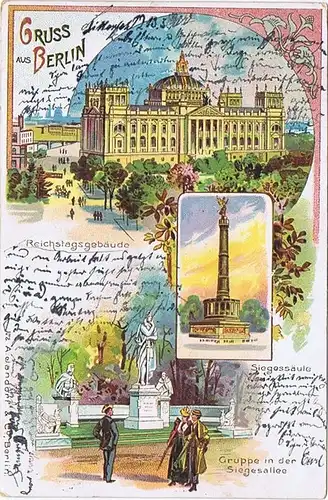 Litho,Gruß aus Berlin,gel.1900 