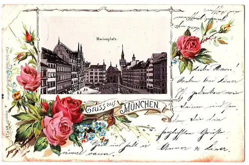 Litho Gruß aus München gel.1898