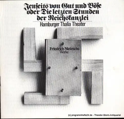 Hamburger Thalia Theater, Boy Gobert, Matthies Holger ( Grafik ), Hübner Alfred: Programmheft Uraufführung Jenseits von Gut und Böse oder Die letzten Tage der Reichskanzlei von Helmut Lange. Premiere 30. August 1975. Spielzeit 1975 / 76. 