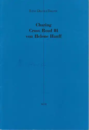 Ernst-Deutsch-Theater, Friedrich Schütter, Wolfgang Borchert, Gudrun Müller-Lütken: Programmheft Charing Cross Road 84 von Helene Hanff. Premiere 18. Januar 1995. 