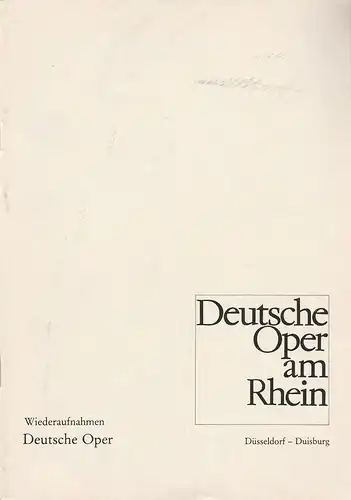 Deutsche Oper am Rhein-Theatergemeinschaft Düsseldorf-Duisburg, Grischa Barfuß, Rolf Trouwborst,  Ilka Kügler: Programmheft Wolfgang Amadeus Mozart DIE ENTFÜHRUNG AUS DEM SERAIL Wiederaufnahme 14. Februar 1982. 