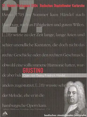 Badisches Staatstheater Karlsruhe, Günter Könemann, Wilhelm Kappler, Rudolf Haus, Uwe Pierstorff: Programmheft Georg Friedrich Händel RINALDO Spielzeit 1984 / 85. 