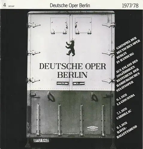 Deutsche Oper Berlin, Siegfried Palm: Programmheft Johann Strauß DIE FLEDERMAUS Spielzeit 1977 / 78 Nr. 4 Januar. 