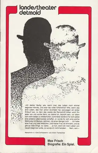 Landestheater Detmold, Otto Hans Böhm, Franz Wirtz, Bruno Scharnberg: Programmheft Max Frisch BIOGRAFIE: EIN SPIEL Spielzeit 1981 / 82 Heft 11. 