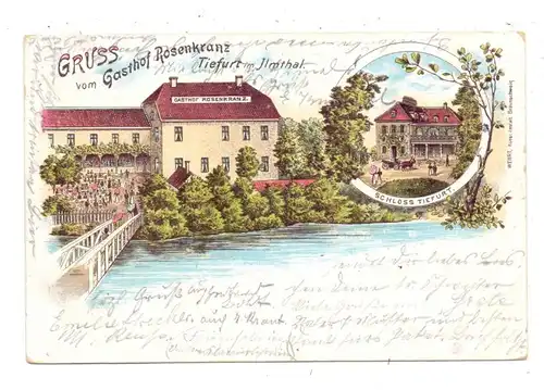 0-5300 WEIMAR - TIEFURT, Lithographie 1898, Gasthof Rosenkranz