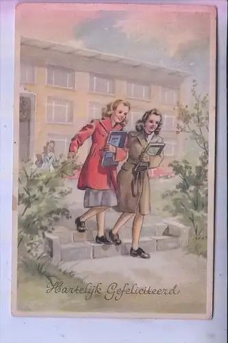 SCHULE - Hartelijk Gefeliciteerd, 1957, rückseitig kl. Papiermangel