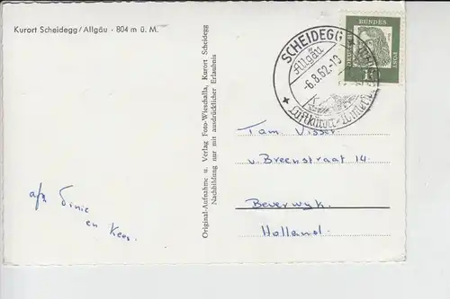 8999 SCHEIDEGG, Mehrbildkarte, apptierter Stempel 6.8.62