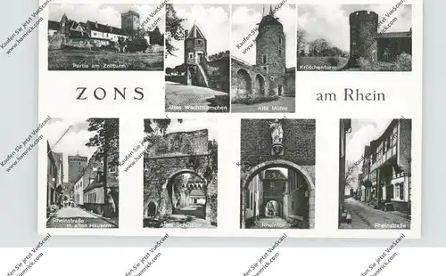 4047 DORMAGEN - ZONS, Rheinstrasse, Krötschenturm, Altes Schloßtor..., 1952