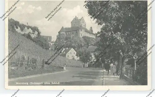 7758 MEERSBURG, Strassenpartie, Blick zum Alten Schloß, Verlag Burda