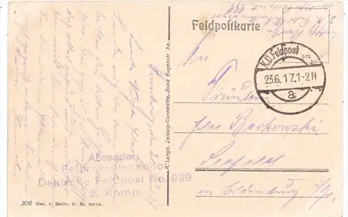 F 51220 BRIMONT, Chateau / Schloss, Zerstörungen 1.Weltkrieg, deutsche Feldpost, 1917