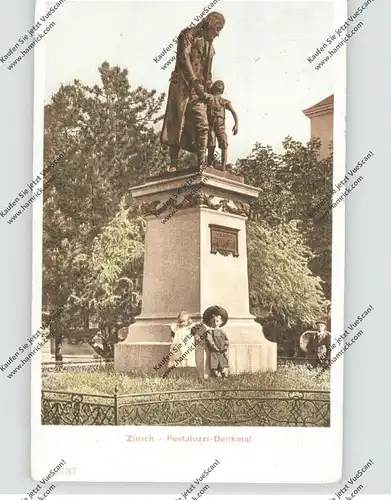 SCHULE / School, Pestalozzi-Denkmal Zürich mit Kindern, 1907