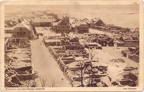 OSTPREUSSEN - GERDAUEN / SCHELESNODOROSCHNY, Zerstörungen 1.Weltkrieg