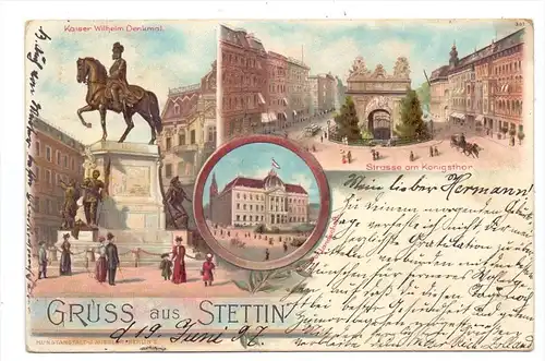 POMMERN - STETTIN / SZCZECIN, Lithographie 3-teilig 1897