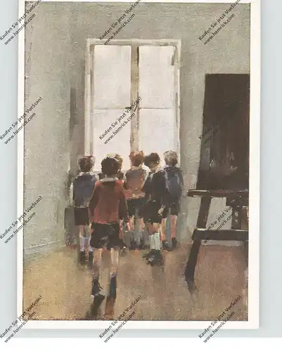SCHULE / School, "Der erste Schnee", Künstler-Karte Martha Sappel