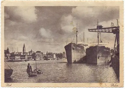 2300 KIEL, Hafen, 1947, Poststempel Kiel Reichspost