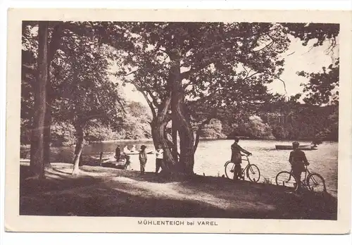 2930 VAREL, Mühlenteich, 1913, Radfahrer, belebte Szene