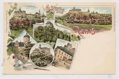 0-6843 RANIS, Lithographie, Burg, Brandenstein, Gesamtansicht....