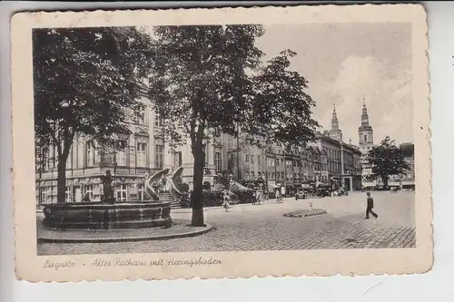 NIEDERSCHLESIEN - LIEGNITZ / LEGNICA, Altes Rathaus mit Heringsbuden, rückseitig Papiermangel