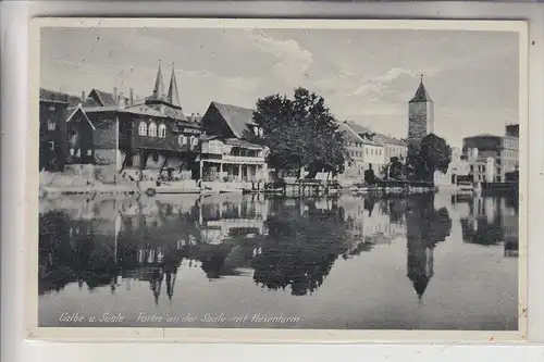 0-3310 CALBE / Saale, Partie an der Saale, Hexenturm, 1933