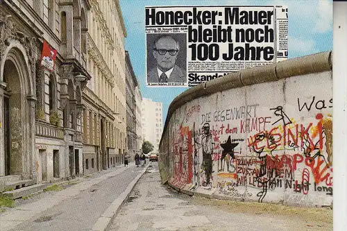1000 BERLIN, BERLINER MAUER, Sebastianstrasse, Honecker, Propaganda