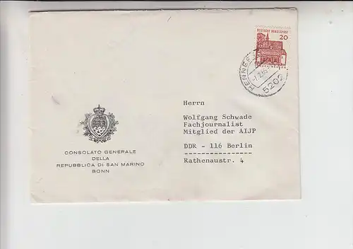 SAN MARINO, Brief des Generalkonsulats Bonn an den DDR-Fachjournalisten Wolfgang Schwade, AIJP Philatelie