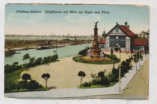 4100 DUISBURG - RUHRORT, Schifferbörse, Hafen, Frachtschiffe, ca. 1920