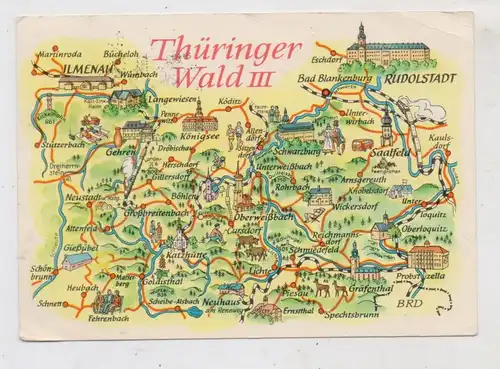 LANDKARTE / MAP,  THÜRINGER WALD