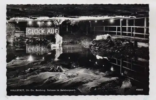 BERGBAU / Mining, Hallstatt, Salzsee im Salzbergwerk, GLÜCK AUF