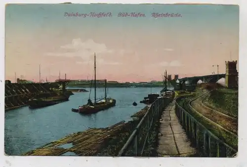 4100 DUISBURG - HOCHFELD, Südhafen, Flöße, Rheinbrücke