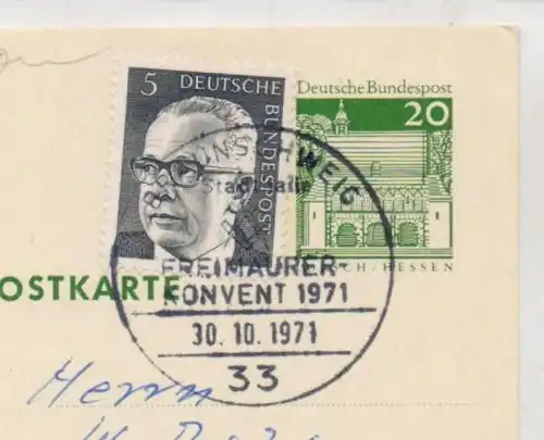 FREIMAURER / FRANC MACON / FREEMASONIC, Sonderstempel "Freimaurer - Convent" Braunschweig 1971