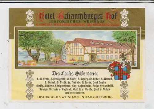 5300 BONN - BAD GODESBERG, Hotel Schaumburger Hof, Weinetikett