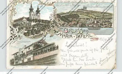 A 3672 MARIA TAFERL, Lithographie 1899, Georg Schachners Salon, Wallfahrtskirche, Marbach