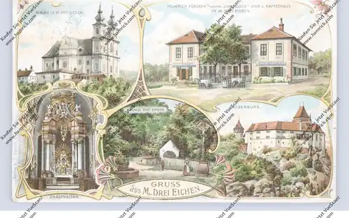 A 3573 ROSENBURG-MOLD - MARIA DREIEICHEN, Lithographie, Bier- und Kaffeehaus Heinrich Förster, Kirche, Bründel...