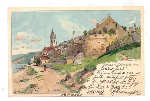 A 3601 DÜRNSTEIN, Gruss aus..., 1898, Künstler-Karte