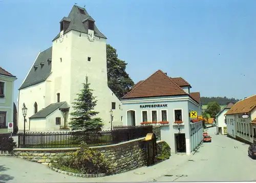 A 2813 LICHTENEGG, Raiffeisenbank, Pfarrkirche