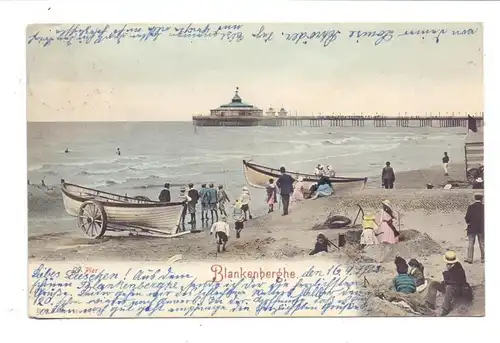 B 8370 BLANKENBERGE, Strandleven, 1903, echte photo