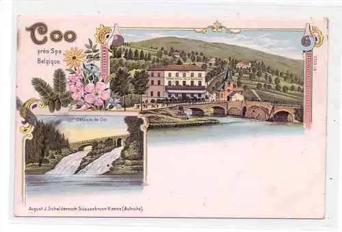 B 4970 STAVELOT - COO, Lithographie, Grand Hotel du Cascade,Cascade, ca. 1900, kl. Knick