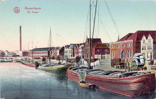 B 8800 ROESELARE, De Vaart, Binnenschiffe, deutsche Feldpost, 1916