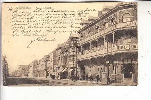 B 8430 MIDDELKERKE, 1.Weltkrieg, Hotel de la Digue, Av. Leopold1915, deutsche Feldpost, Druckstelle