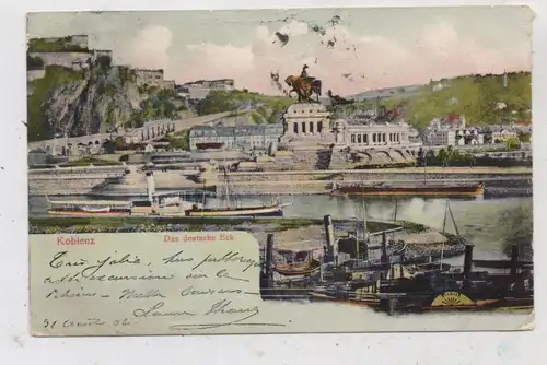 BINNENSCHIFFE - RHEIN, Frachtschiff "NEUWIED" vor Koblenz, 1904