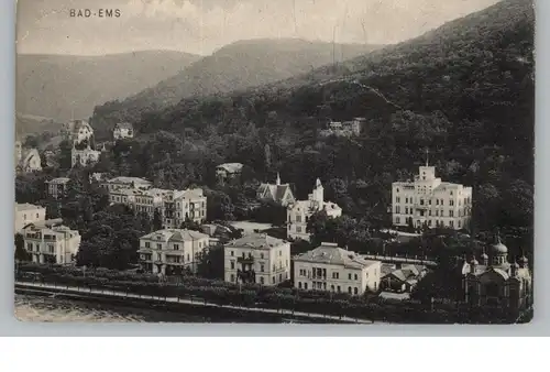 5427 BAD EMS, Blick auf Hotels und Villen, Sonderstempel Männergesangverein ARNDT 1836 - 1911