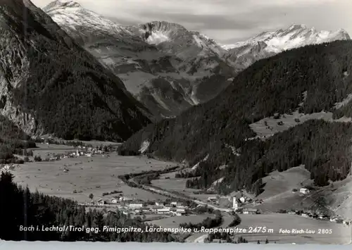 A 6653 BACH im Lechtal, Blick über den Ort und die umliegenden Berge, 1965