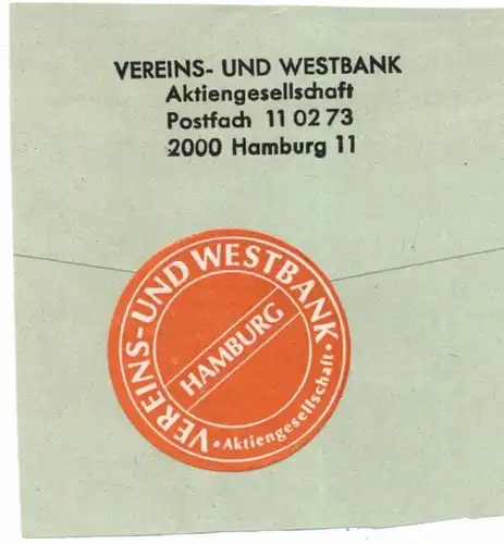 BANK - Vereins- und Westbank Hamburg, Verschlusssiegel
