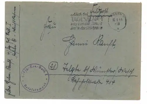 POSEN - POSEN STADT, Postgeschichte, Feldpost-Brief 1944, Flg. Ers. Batl.