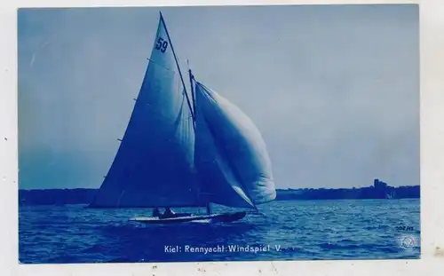 SPORT - SEGELN / SAILING, Rennyacht  "WINDSPIEL V" vor Kiel , 1906