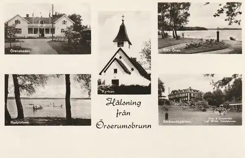 S 55001 JÖNKÖPING - ÖRSERUMSBRUNN, Örensbaden, Badplatsen, Smalandsgarden, Sjön Ören, Kyrkan